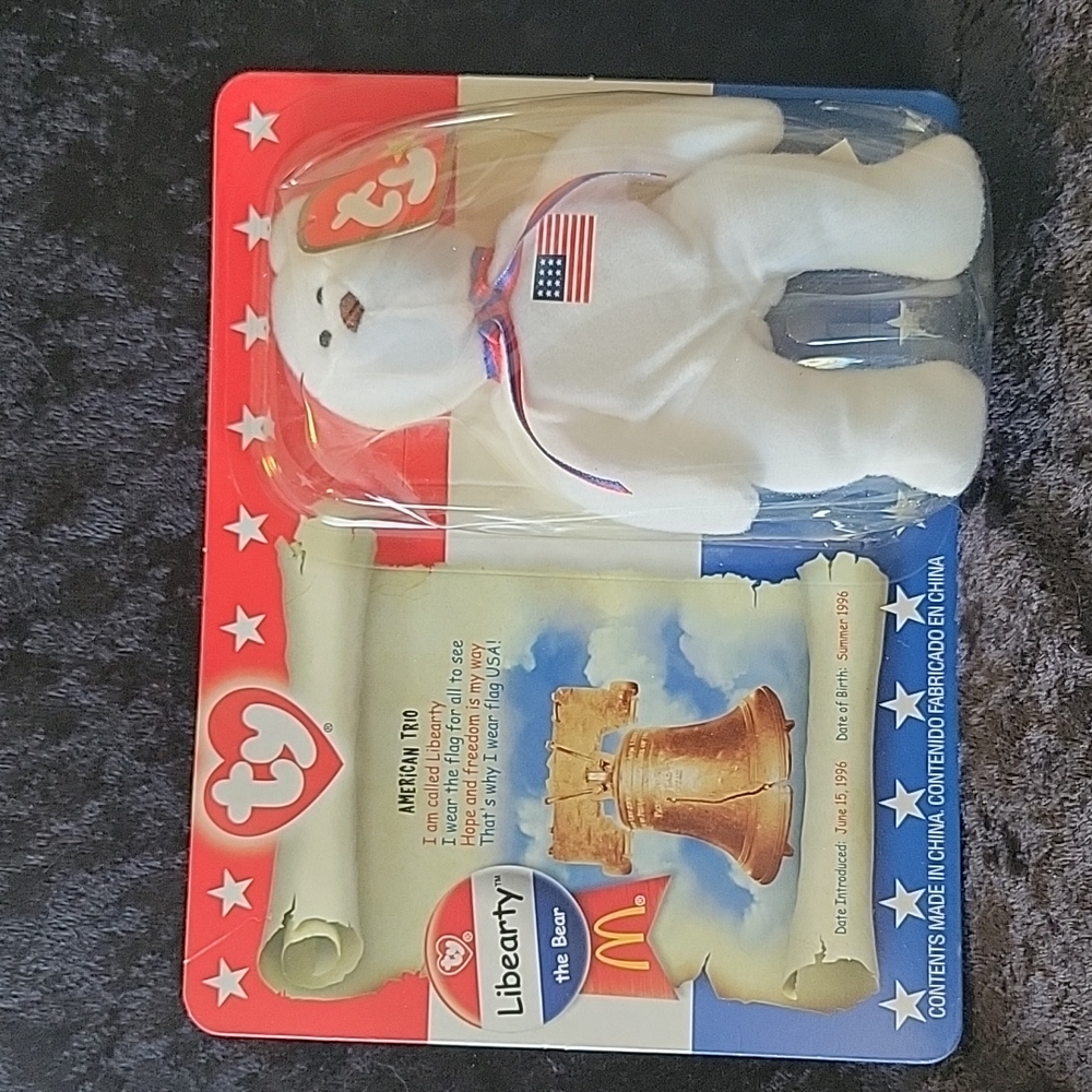 TY 2000 McDonald's Teenie Beanie America Trio Libearty the Bear